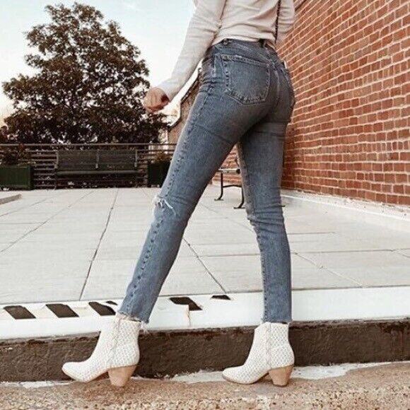 Frye & Co White Maley Perforated Ankle Bootie 7.5 Suede Western Boho Hippy - Picture 2 of 11